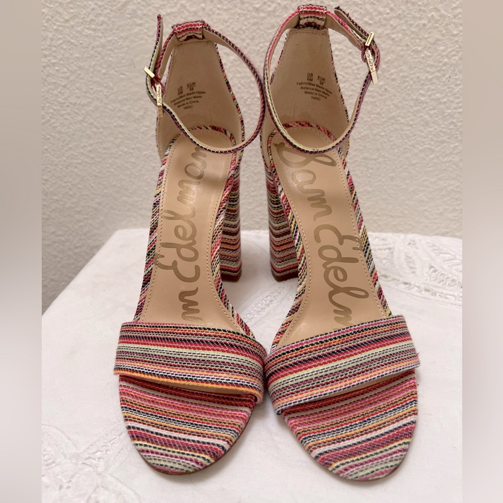 Sam Elderman Multi-Colored Heel Sandals - image 1